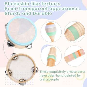 Raimy Musical Instruments Set - Neutral Colors Wooden Montessori Toys Percussion Music Modern Boho X...