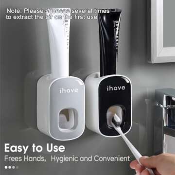 iHave Automatic Toothpaste Dispenser - Smart Bathroom Accessories with Dual-Position Technology and ...