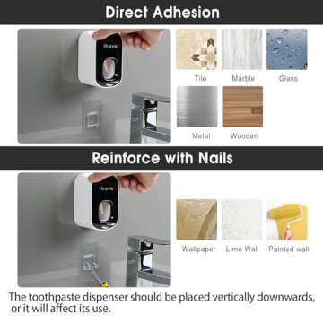 iHave Automatic Toothpaste Dispenser - Smart Bathroom Accessories with Dual-Position Technology and Sturdy Adhesive Strip, Stylish Bathroom Decor and Accessories