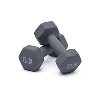 Amazon Basics Neoprene Dumbbell Hand Weights, 7 Pounds, Pair, Light Grey