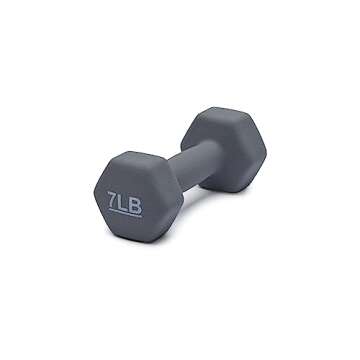Amazon Basics Neoprene Dumbbell Hand Weights, 7 Pounds, Pair, Light Grey