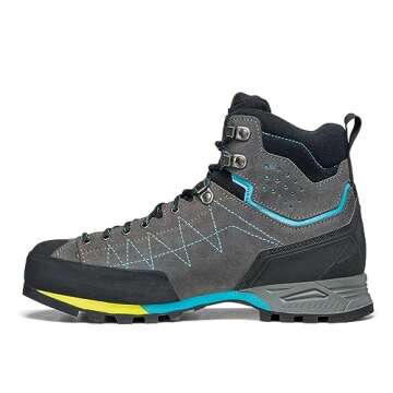 SCARPA Women's Zodiac Plus GTX Waterproof Gore-Tex Boots for Backpacking and Hiking - Shark/Maldive - 8-8.5
