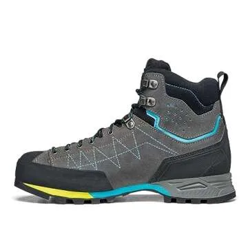 SCARPA Women's Zodiac Plus GTX Waterproof Gore-Tex Boots for Backpacking and Hiking - Shark/Maldive - 8-8.5