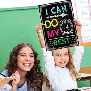 14 Motivational Posters for Classroom What is Your Mindset Bulletin Board Decoration, Inspirational Sign Positive Quote Wall Art I Can for Office Teachers Students School Classroom Decorations