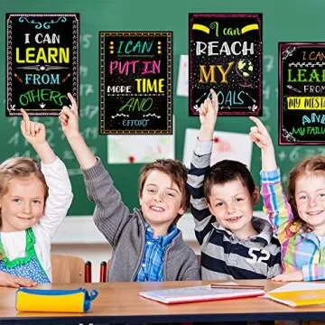 14 Motivational Posters for Classroom What is Your Mindset Bulletin Board Decoration, Inspirational Sign Positive Quote Wall Art I Can for Office Teachers Students School Classroom Decorations