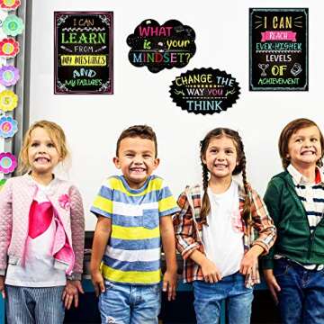 14 Motivational Posters for Classroom What is Your Mindset Bulletin Board Decoration, Inspirational Sign Positive Quote Wall Art I Can for Office Teachers Students School Classroom Decorations