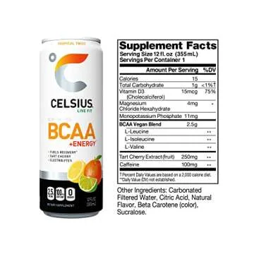 CELSIUS BCAA +Energy Drink for Hydration & Recovery