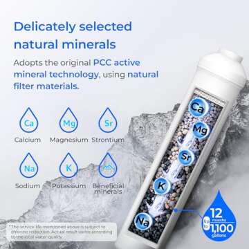 Waterdrop Remineralization Filter WD-MNR35, 1/4" Quick Connect Mineral Filter for Reverse Osmosis System, Restore Essential Minerals for RO System, RO Mineral Filter, Under Sink Water Filtration