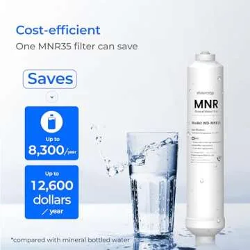 Waterdrop Remineralization Filter WD-MNR35, 1/4" Quick Connect Mineral Filter for Reverse Osmosis System, Restore Essential Minerals for RO System, RO Mineral Filter, Under Sink Water Filtration