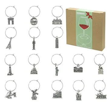 Gnollko Travel Wine Glass Charms - 16 Unique Designs