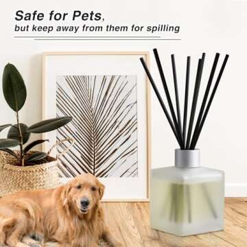 Brakula Reed Diffusers Set - Bamboo & White Tea Scented Aromatic Oil Diffuser with 10 Sticks for Room Décor, 6.1 oz /180ml, Long-Lasting Fragrance