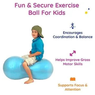 Fun and Function - Peanut Ball for Kids - Physical Therapy Ball - Physio Roll Peanut Ball - Peanut Ball for Kids Therapy - Sensory Peanut Ball - Blue - X-Large (20” x 43.5”)