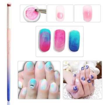 HYWWPFLAY 6pieces Ombre Nail Brush Wood Nail Pen Ombre Brush for Gel Nails Nail Gradient Brush Nail ...