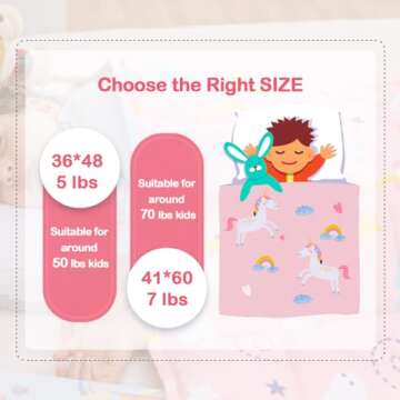 Sivio Weighted Blanket | 100% Cotton & Premium Glass Beads | 36"x 48" 5lbs | Washable Breathable Heavy Cooling Blanket for Hot & Cold| Pink Unicorn