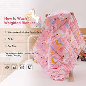 Sivio Weighted Blanket | 100% Cotton & Premium Glass Beads | 36"x 48" 5lbs | Washable Breathable Heavy Cooling Blanket for Hot & Cold| Pink Unicorn