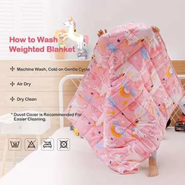 Sivio Weighted Blanket | 100% Cotton & Premium Glass Beads | 36"x 48" 5lbs | Washable Breathable Heavy Cooling Blanket for Hot & Cold| Pink Unicorn