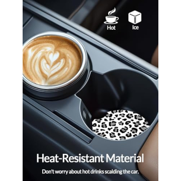Stylish Cup Holder Coasters for Cars | Set of 2 Snow Leopard