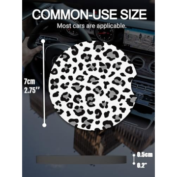 Stylish Cup Holder Coasters for Cars | Set of 2 Snow Leopard