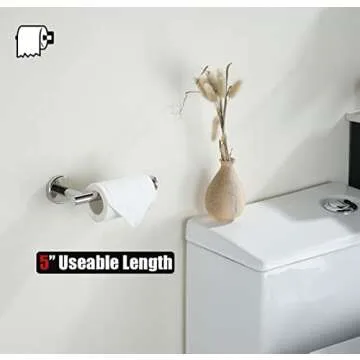 JQK Chrome Toilet Paper Holder, 5 Inch 304 Stainless Steel Thick 8mm Tissue Paper Dispenser for Bathroom, Hold Mega Rolls, Polished Chrome Wall Mount, TPH120-CH