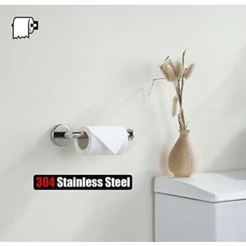 JQK Chrome Toilet Paper Holder, 5 Inch 304 Stainless Steel Thick 8mm Tissue Paper Dispenser for Bathroom, Hold Mega Rolls, Polished Chrome Wall Mount, TPH120-CH