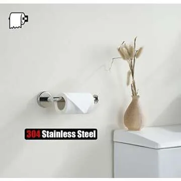 JQK Chrome Toilet Paper Holder, 5 Inch 304 Stainless Steel Thick 8mm Tissue Paper Dispenser for Bathroom, Hold Mega Rolls, Polished Chrome Wall Mount, TPH120-CH
