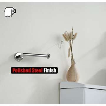 JQK Chrome Toilet Paper Holder, 5 Inch 304 Stainless Steel Thick 8mm Tissue Paper Dispenser for Bathroom, Hold Mega Rolls, Polished Chrome Wall Mount, TPH120-CH