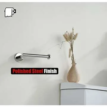 JQK Chrome Toilet Paper Holder, 5 Inch 304 Stainless Steel Thick 8mm Tissue Paper Dispenser for Bathroom, Hold Mega Rolls, Polished Chrome Wall Mount, TPH120-CH