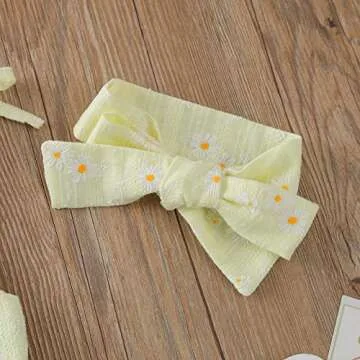 Baby Girls Daisy Playsuits Bodysuit+Headband Print Halter Romper Floral Jumpsuit Infant Summer Clothes (Yellow, 6-12 Months)