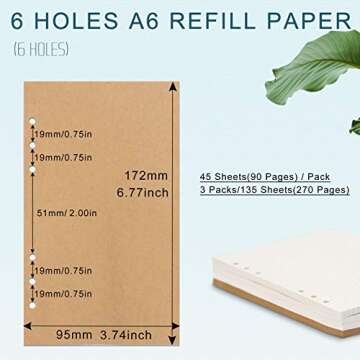 Toplive A6 Refill Paper - 270 Pages of 100GSM Thick Paper for Journals
