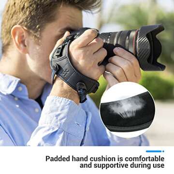 JJC Deluxe Microfiber Camera Hand Strap, Secure Padded Holder for Photography