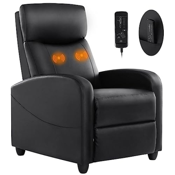 Sweetcrispy Recliner Chair for Adults, Massage PU Leather Small Recliner Home Theater Seating with L...