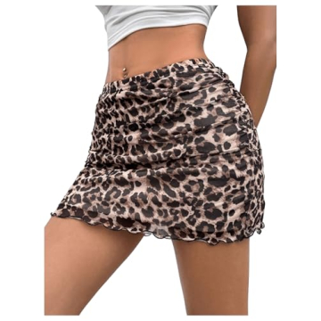 Leopard Print Mini Skirt with Ruffle Trim for Women