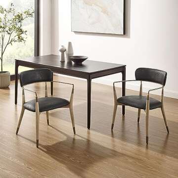 Art Leon Dining Chairs, Set of 2, Mid Century Modern Kitchen Dining Room Chairs, Faux Leather Uphols...