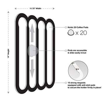 Demi's Home Magnetic Coffee Pod Holder for Nespresso Vertuo Capsules - Suitable to be Mounted on the...