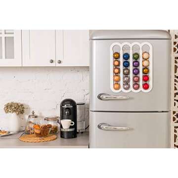 Demi's Home Magnetic Coffee Pod Holder for Nespresso Vertuo Capsules - Suitable to be Mounted on the Fridge (White)