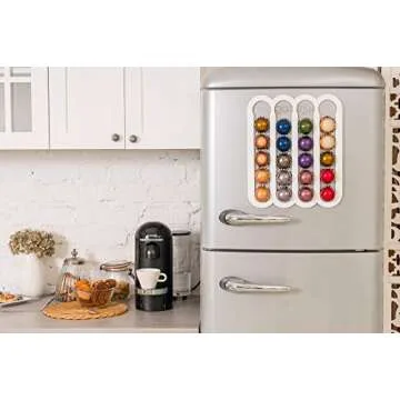 Demi's Home Magnetic Coffee Pod Holder for Nespresso Vertuo Capsules - Suitable to be Mounted on the Fridge (White)