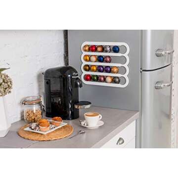 Demi's Home Magnetic Coffee Pod Holder for Nespresso Vertuo Capsules - Suitable to be Mounted on the Fridge (White)