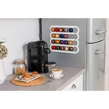 Demi's Home Magnetic Coffee Pod Holder for Nespresso Vertuo Capsules - Suitable to be Mounted on the Fridge (White)