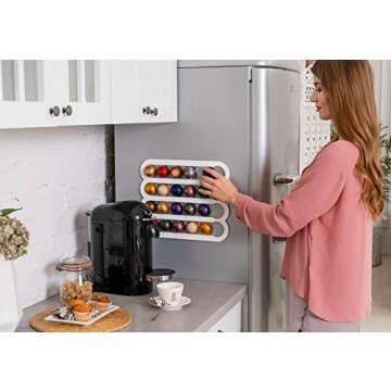 Demi's Home Magnetic Coffee Pod Holder for Nespresso Vertuo Capsules - Suitable to be Mounted on the Fridge (White)