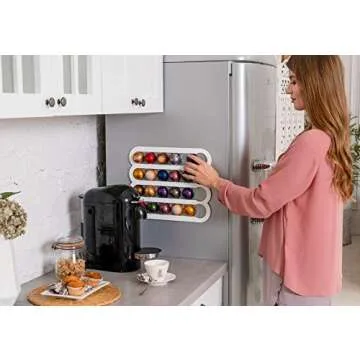 Demi's Home Magnetic Coffee Pod Holder for Nespresso Vertuo Capsules - Suitable to be Mounted on the Fridge (White)