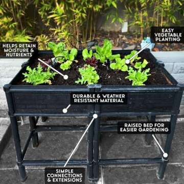 City Farmer USA Elevated Raised Garden Bed with Legs 7" Depth Planter Box | Non-Toxic Sun Protected Material | 36" L X 24" W X 27" H for Easy Planting | Large Vegetable & Herb Backyard Patio