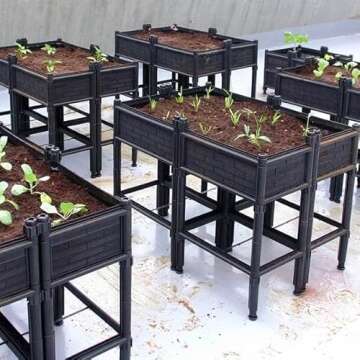 City Farmer USA Elevated Raised Garden Bed with Legs 7" Depth Planter Box | Non-Toxic Sun Protected Material | 36" L X 24" W X 27" H for Easy Planting | Large Vegetable & Herb Backyard Patio