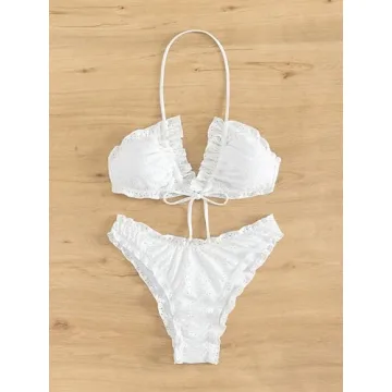 MakeMeChic Women's 2-Piece Bikini Set Halter Swimsuit