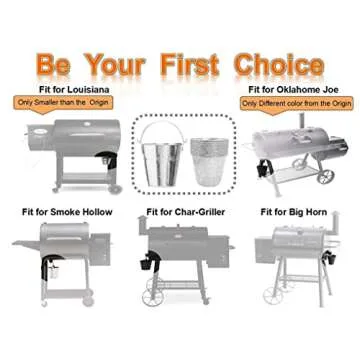 Grease Drip Bucket with12-Pack Disposable Foil Liner Kit Replacement Parts for Traeger Pitboss Oklahoma Joe's, Also Fits Most Wood Pellet Grill & Offset Smokers