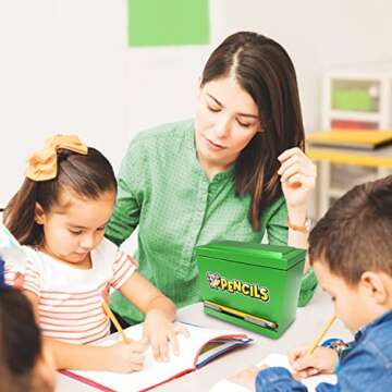 Stylish Green Stainless Steel Pencil Dispenser for Classroom