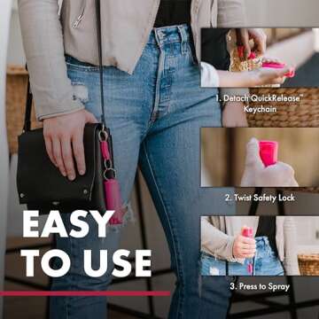 SABRE Self Defense Spray, 3-in-1 Formula Contains Max Strength Pepper Spray, CS Military Tear Gas & UV Marking Dye, Quick Release Easy Carry Key Ring, Finger Grip for Accurate Aim, 0.54 fl oz, 2 Pack