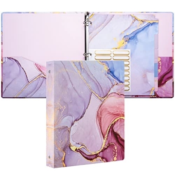 NELOVI Cute Decorative Hardcover 3 Ring Binder 1 Inch - Pink Marble Design with Dividers