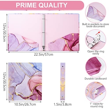 NELOVI Cute 1 Inch 3 Ring Binder - Pink Marble Design