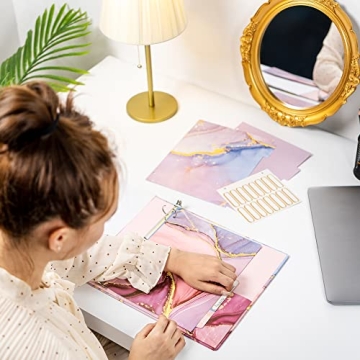 NELOVI Cute 1 Inch 3 Ring Binder - Pink Marble Design