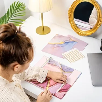 NELOVI Cute 1 Inch 3 Ring Binder - Pink Marble Design